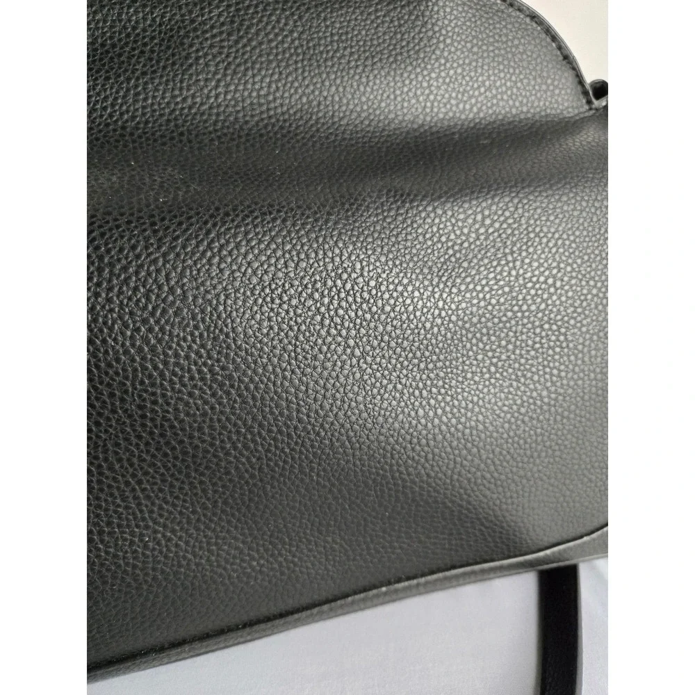 A New Day Black Pebbled Faux Leather Satchel Crossbody Bag Gold Hardware